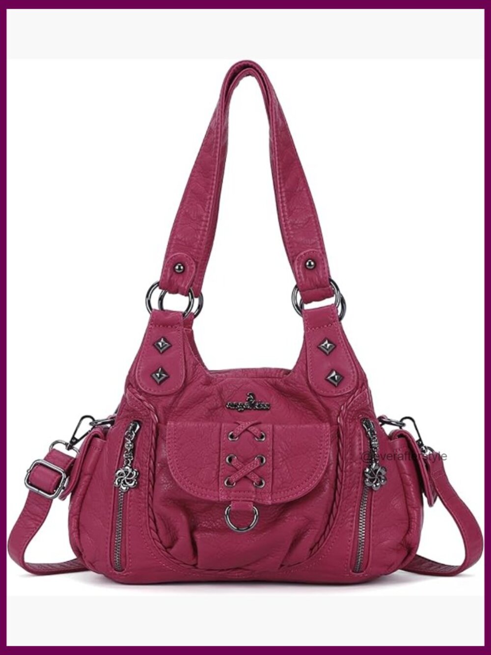 Small Hobo Crossbody Bag Vegan Leather Multi-Pocket Handbag Purse